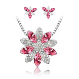 Fashion Snowflake austrian crystal nacklace earrings Jewelry schmuck Set Gift for woman wedding accessories jewellery conjunto