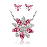 Fashion Snowflake austrian crystal nacklace earrings Jewelry schmuck Set Gift for woman wedding accessories jewellery conjunto