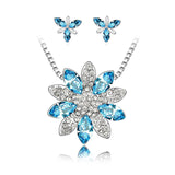 Fashion Snowflake austrian crystal nacklace earrings Jewelry schmuck Set Gift for woman wedding accessories jewellery conjunto