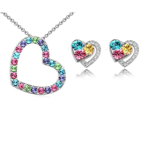 Crystal Full Of Rhinestone Heart Shape Pendant Necklace