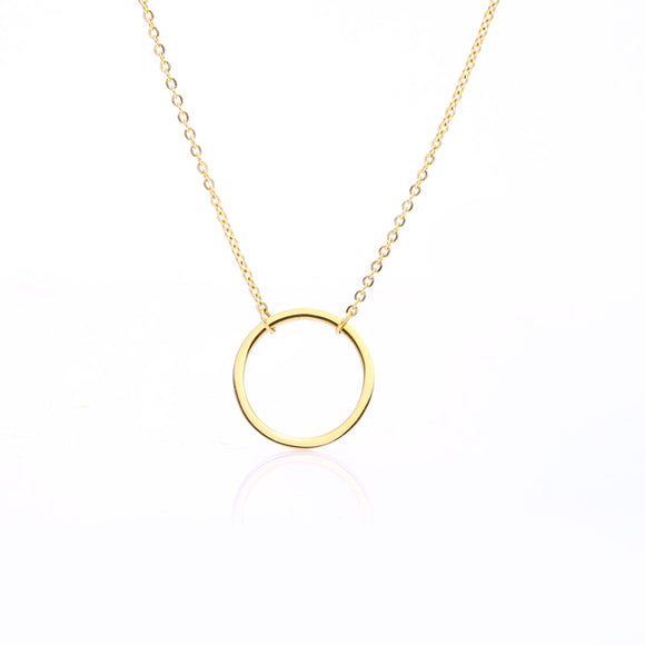 Steel Round Circle Pendant Necklace
