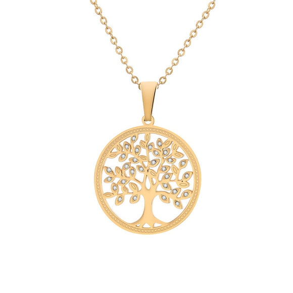 Stainless steel Statement Wishing Tree Of Life Pendant Necklace