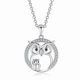 Cute Zircon Owl Pendants Necklace