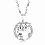 Cute Zircon Owl Pendants Necklace